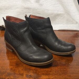 Dankso Black Leather Ankle Boots, Size 38